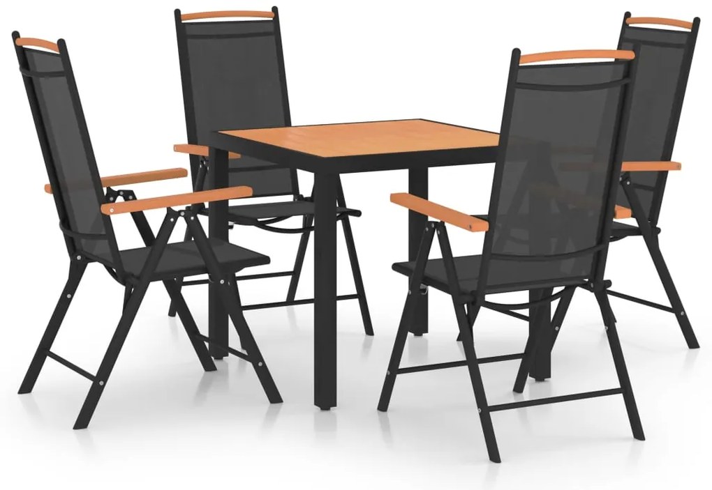 5 pcs conjunto de jantar para jardim alumínio preto
