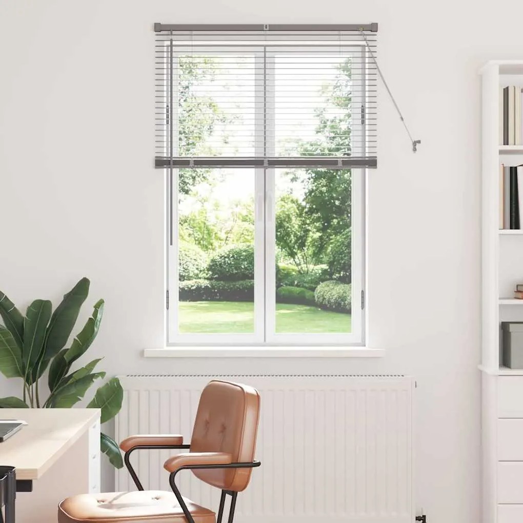 vidaXL Persiana de Janela com cortinas Manual Prata 80 x 130 cm Alumínio