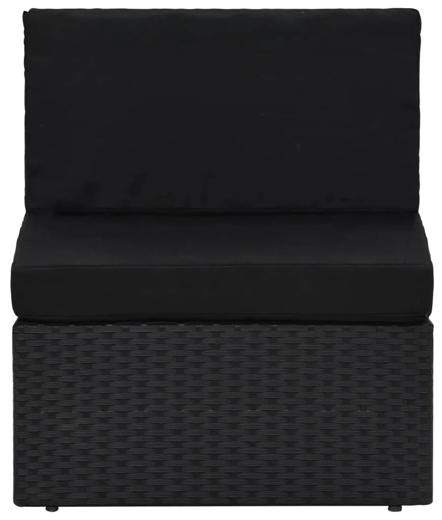 6 pcs conjunto lounge de jardim c/ almofadões vime PE preto