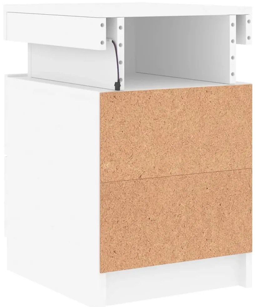 Mesas de cabeceira com luzes LED 2 pcs 35x39x55 cm branco