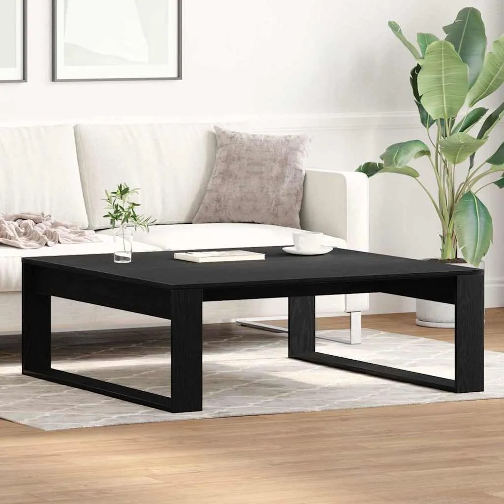 Mesa de Centro vidaXL Preta Carvalho 100x100x35 cm Madeira engenheirad