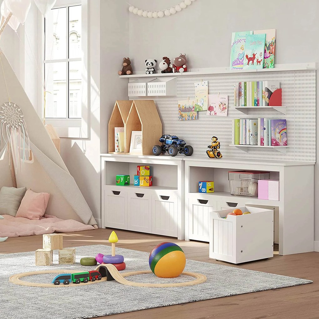 Armário de brinquedos para quarto de criança 102 x 30 x 60 cm branco
