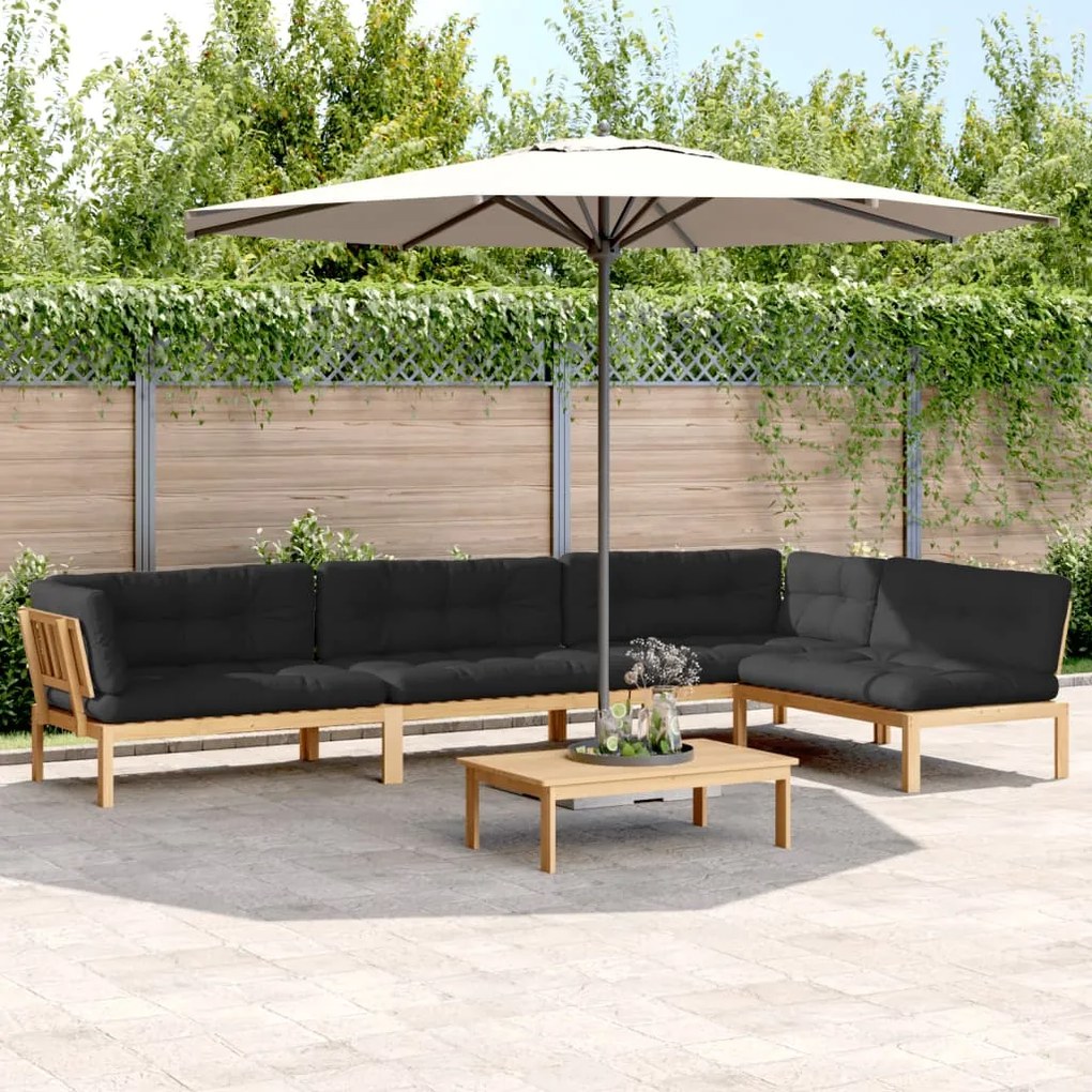 vidaXL 5 pcs móveis de paletes p/ jardim com almofadões acácia maciça