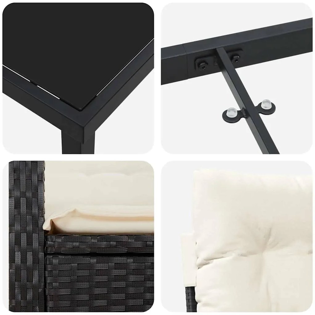 Conjunto de Jantar para Jardim com 5 Peças e Almofadas – Preto em Ratt