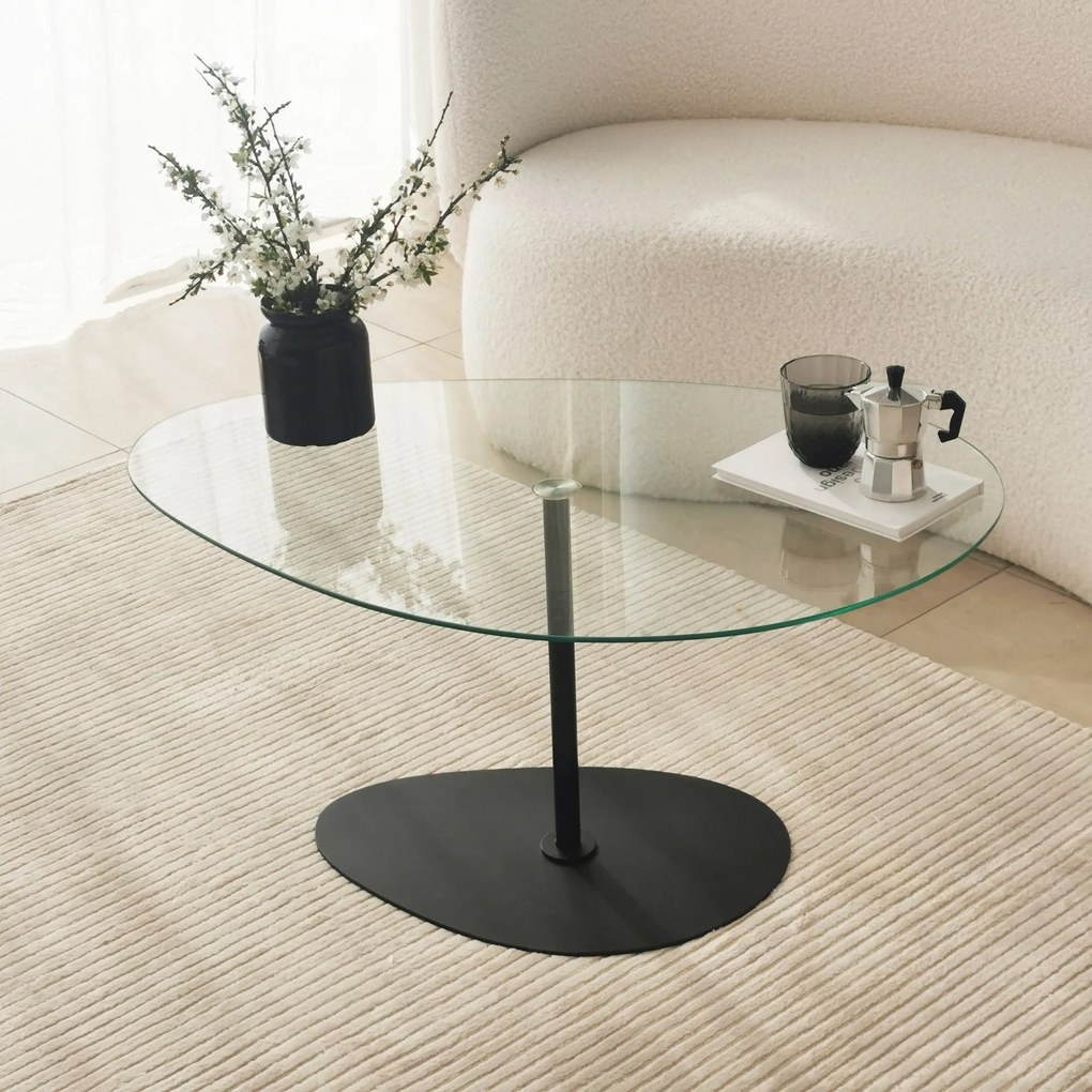 Mesa de Centro Porto – Transparente/Preto – 90x40x60 cm