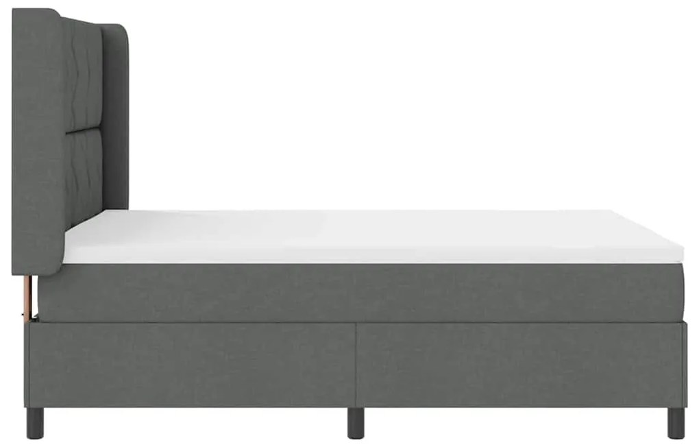 Cama Box com Colchão e LED Cinza Escuro, 140x200 cm em Tecido