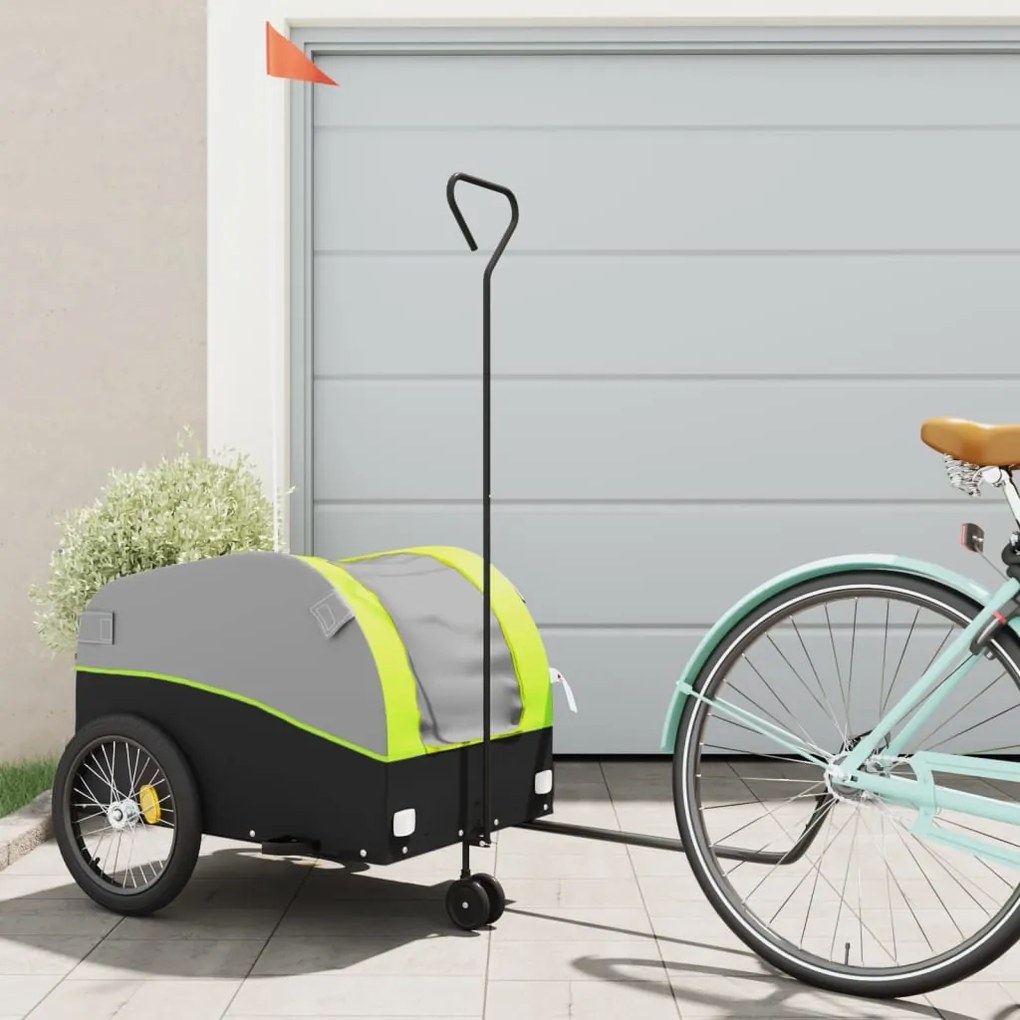 vidaXL Reboque para bicicleta 45 kg ferro preto e verde