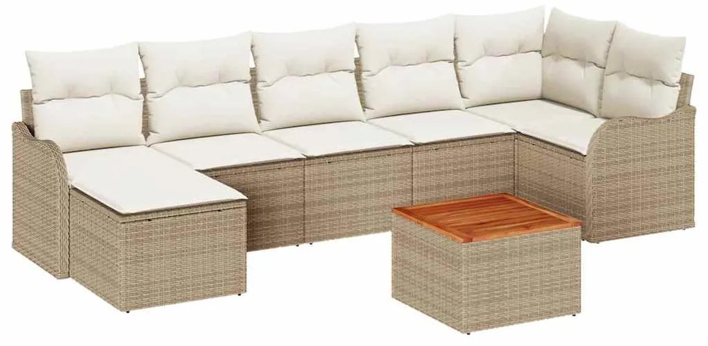 Conjunto de Sofá de Jardim 8 pcs Bege, branco Grande