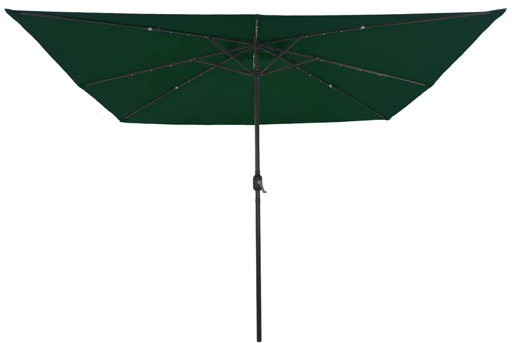 Parasol Quadrado para Jardim com Luzes LED 295x245 cm Verde