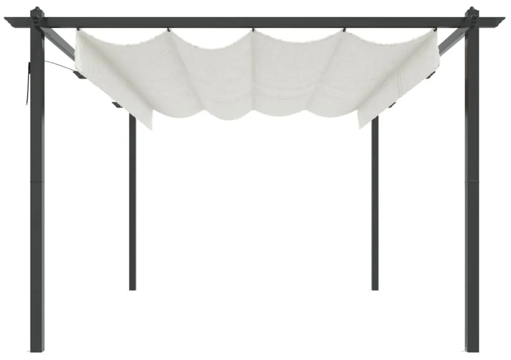 Gazebo de jardim com telhado retrátil 4x3 m cor creme