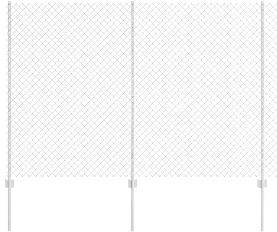 Cerca de Cadeia com 20 Postes U Prata 1.5x10 m Aço