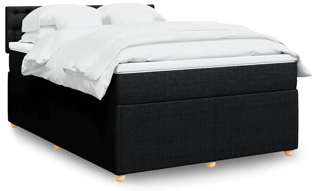 vidaXL Cama com molas/colchão 140x200 cm tecido preto