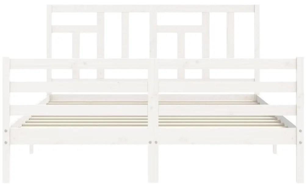 Estrutura de cama King Size com cabeceira madeira maciça branco