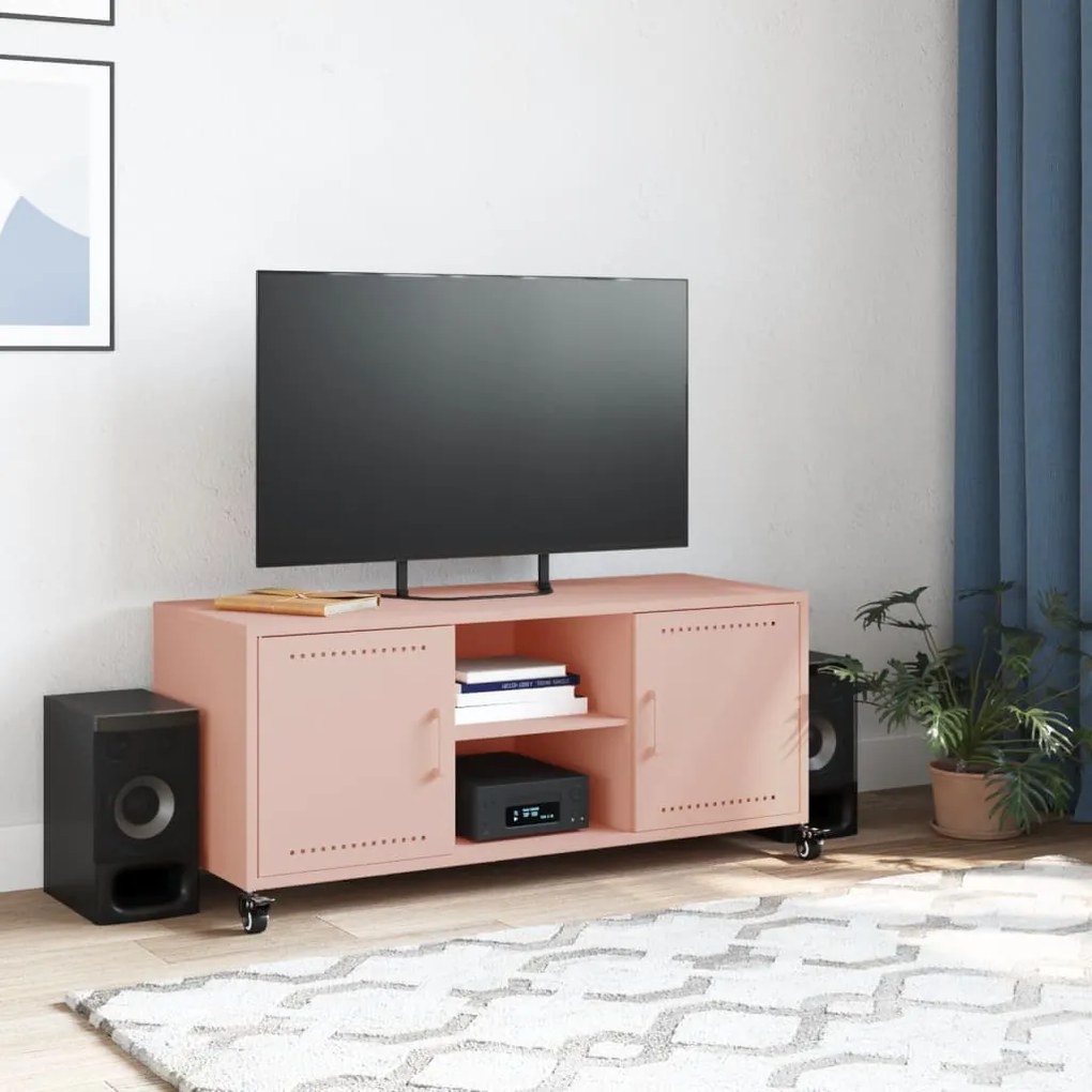 Móvel de TV 100,5x39x43,5 cm aço rosa
