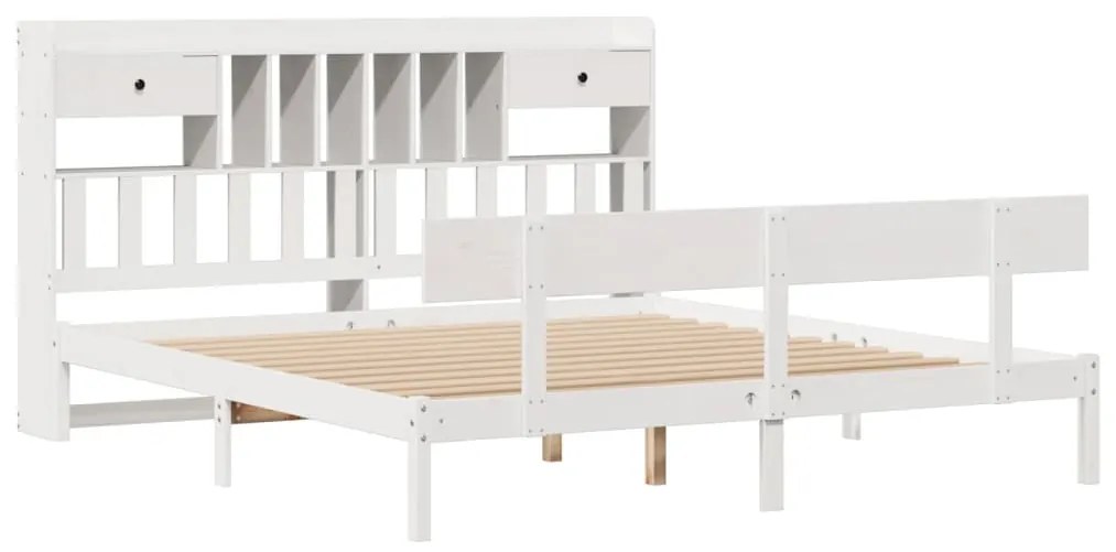 Cama com estante sem colchão 180x200 cm pinho maciço branco