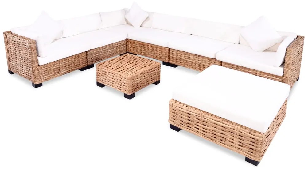vidaXL Conjunto de sofás 27 pcs vime genuíno