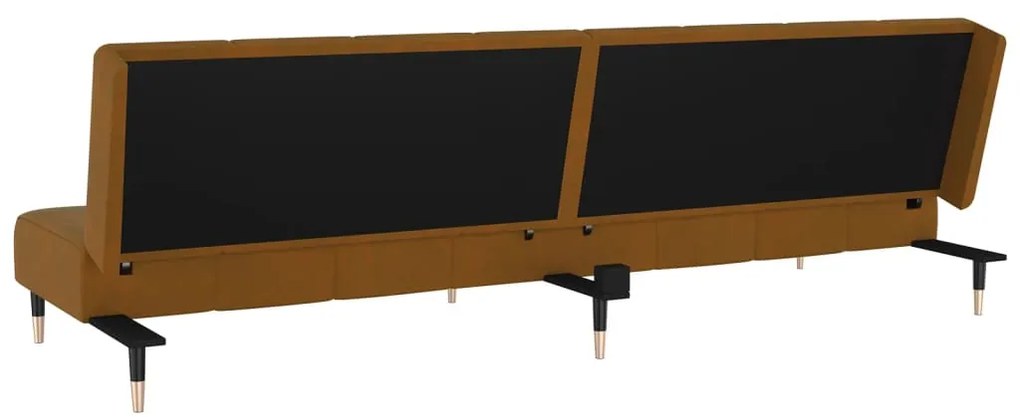 Sofá-Cama Laila em Veludo - Castanho - Design Moderno