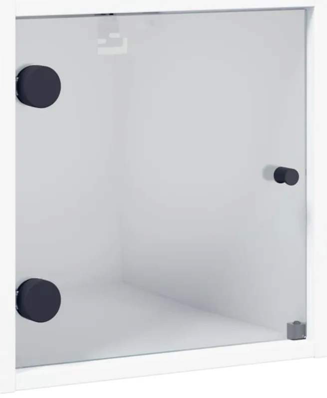 Mesas de cabeceira c/ portas de vidro 2 pcs 35x37x35 cm branco