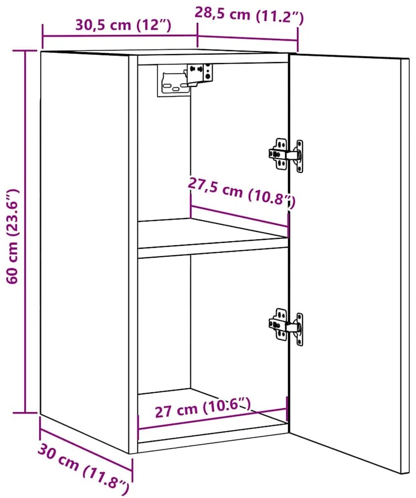 Móvel de TV 30,5x30x60 cm derivados de madeira cinzento sonoma