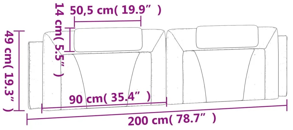 Almofadão de cabeceira 200 cm couro artificial preto e branco