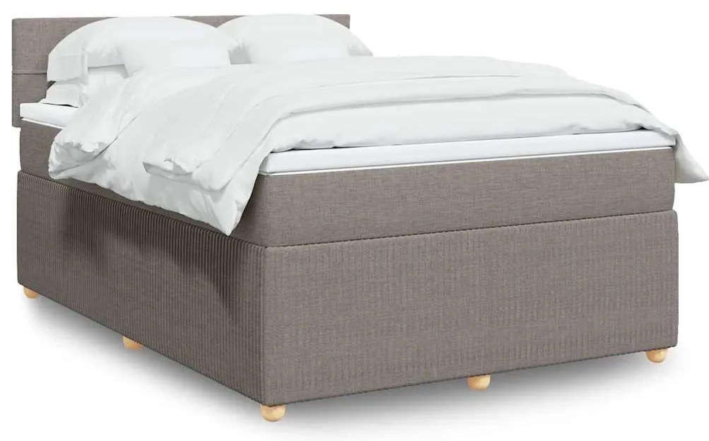 Cama com molas/colchão 140x200 cm tecido castanho-acinzentado