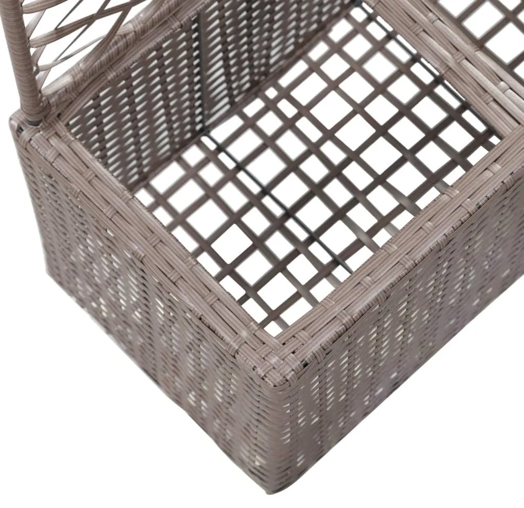 Floreira com treliça e 2 vasos 58x30x107 cm vime PE castanho