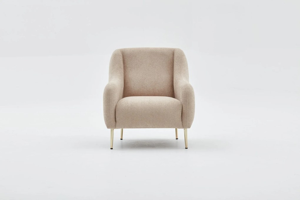 Sofá de 1 Lugar Simena – Bege Dourado – 77x77x70 cm