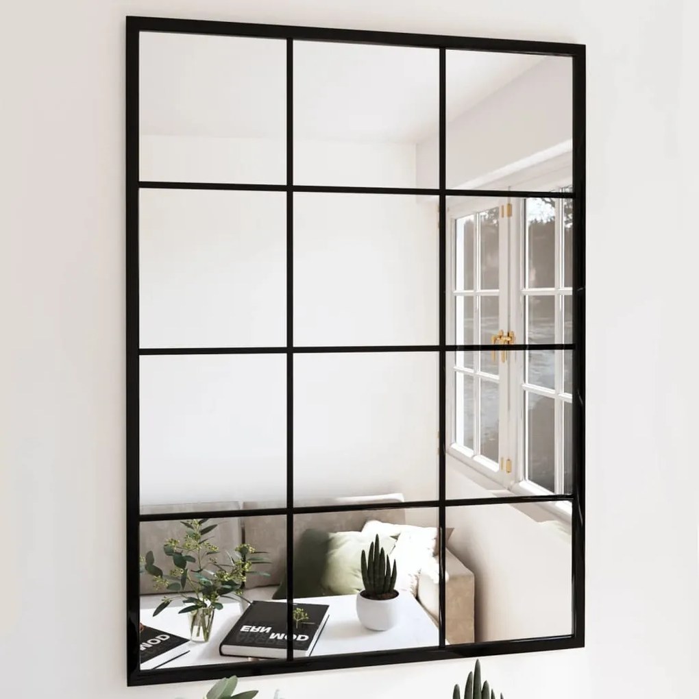 342207 vidaXL Espelho de parede 80x60 cm metal preto