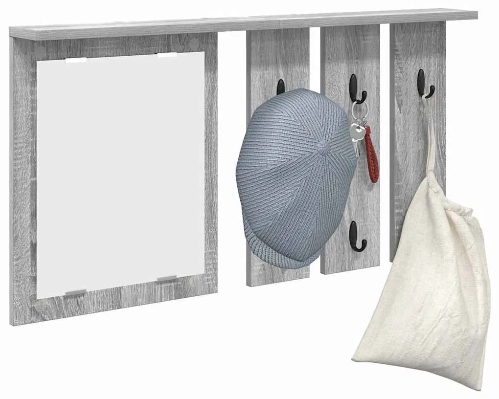 Cabideiro de Parede Sonoma cinzento 85 x 10 x 45 cm