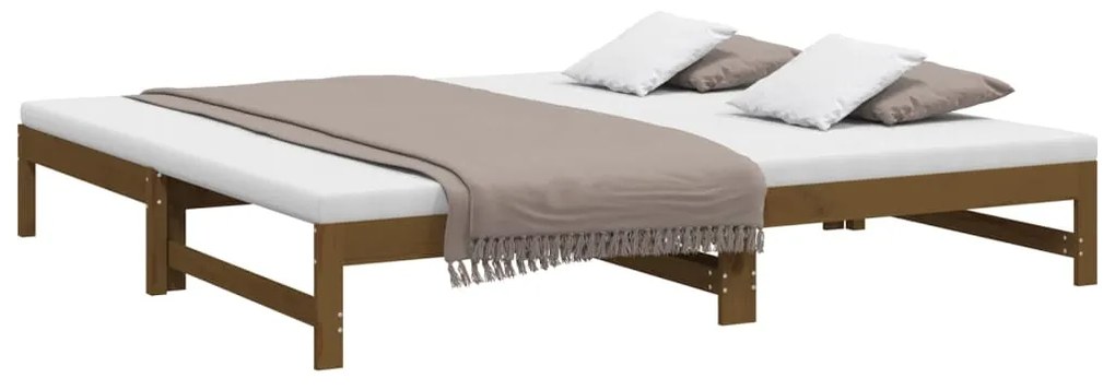 Sofá-cama de puxar 2x(100x200) cm pinho maciço castanho-mel