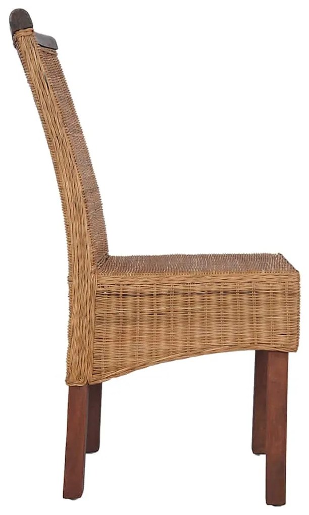 Cadeiras de jantar 2 pcs vime genuíno castanho