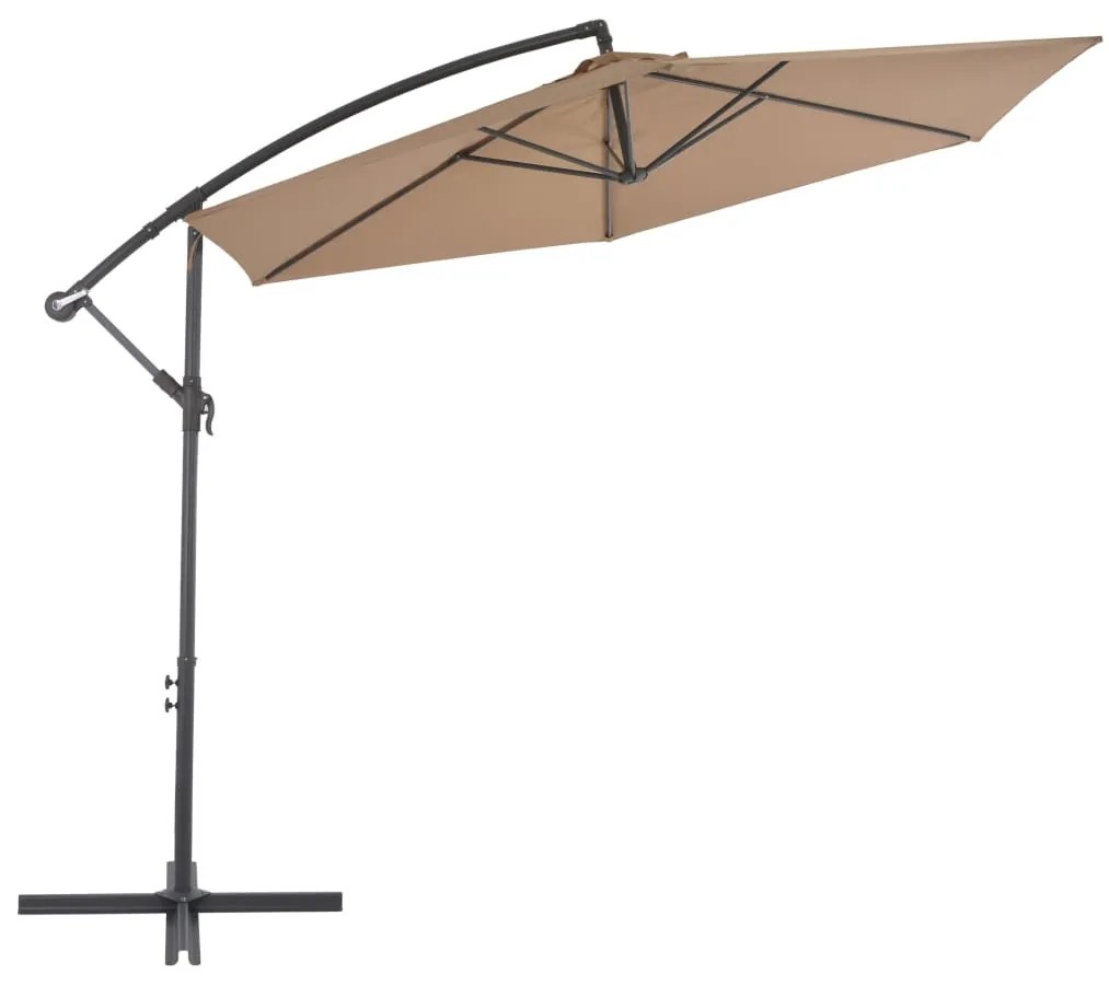 Guarda-sol cantilever c/ poste alumínio 300cm cinza-acastanhado