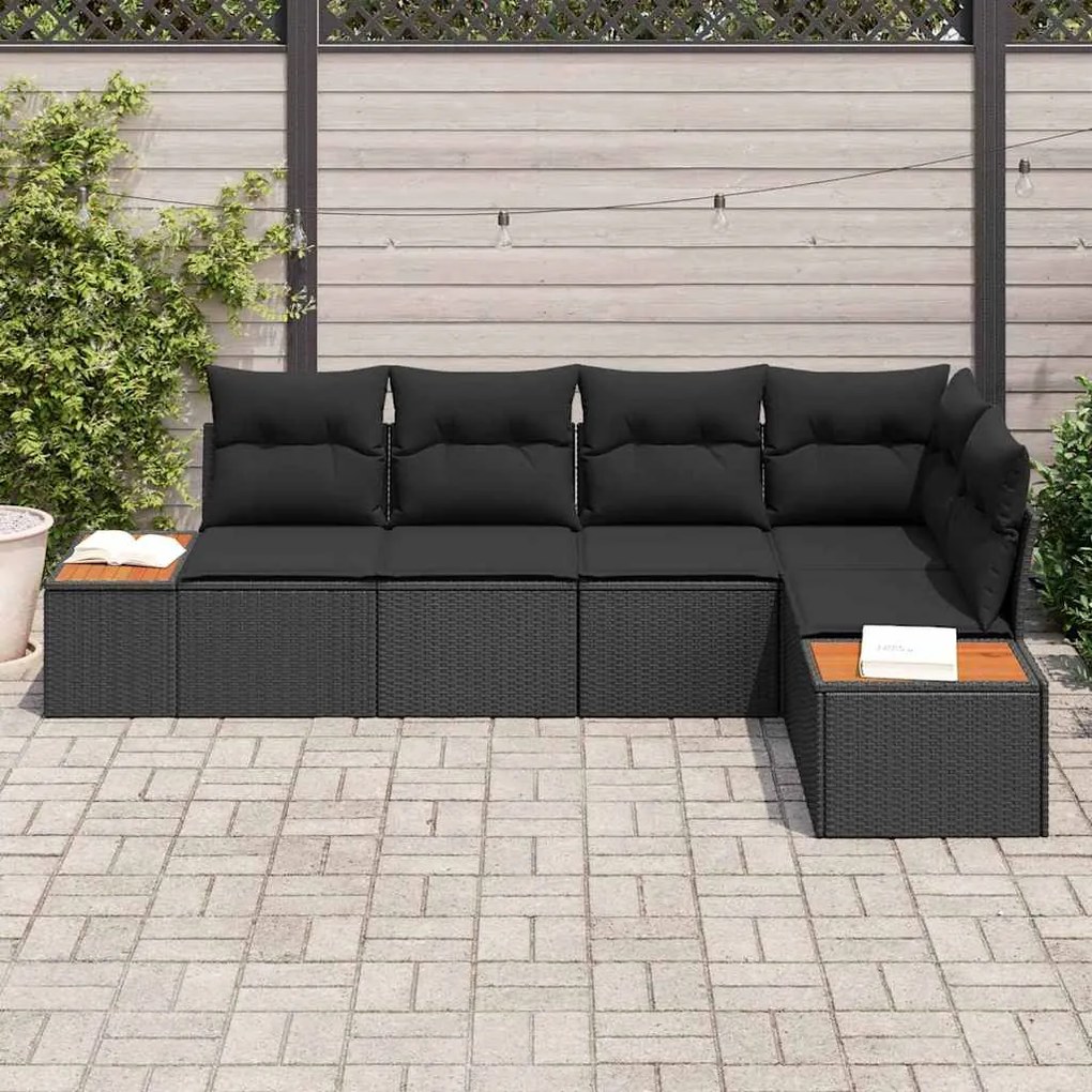 Conjunto de Sofás de Jardim de 5 Peças com Almofadas em Rattan Poliést