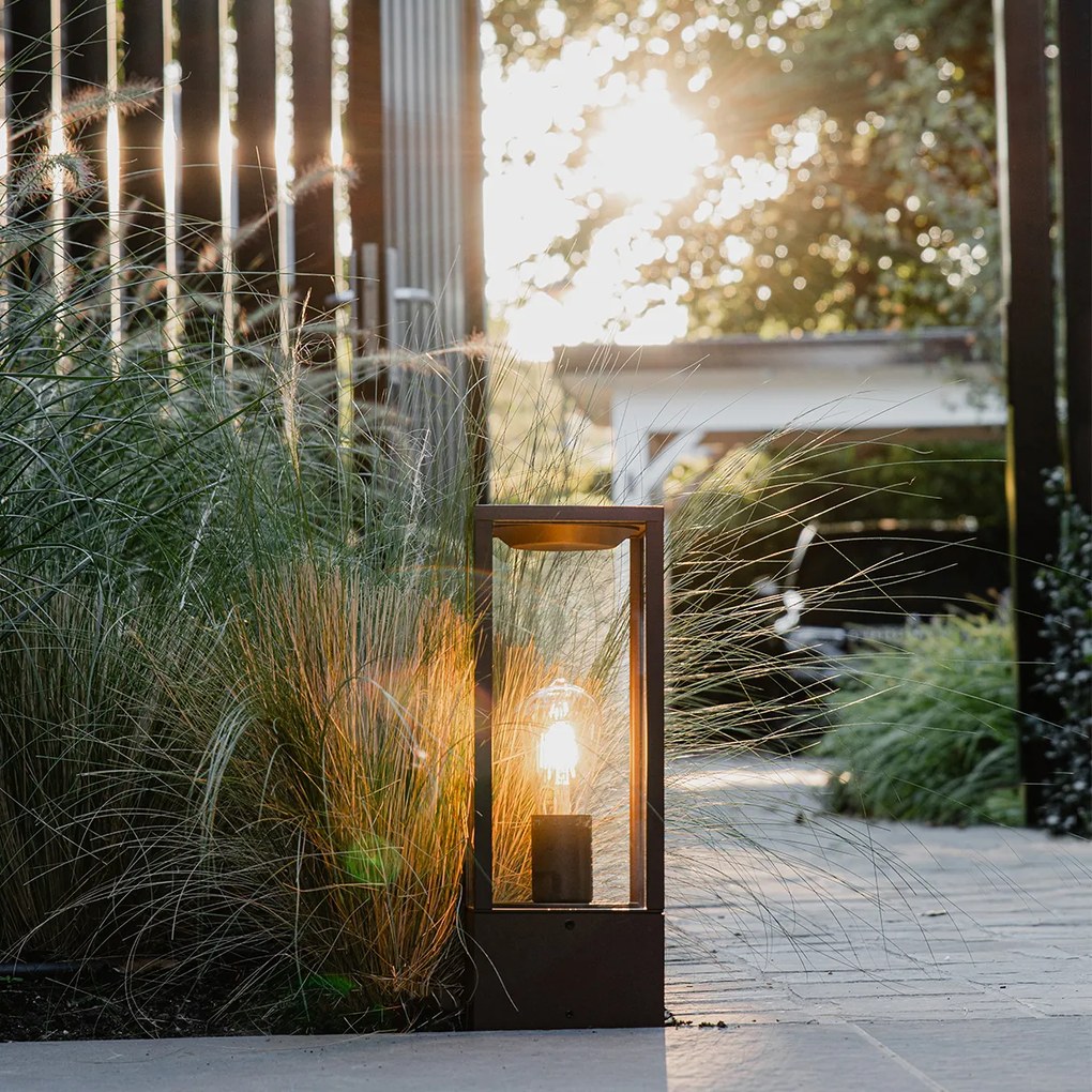 Candeeiro de pé industrial exterior castanho ferrugem 40 cm IP44 - Charlois