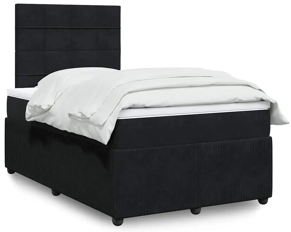 Cama boxspring com colchão 120x200 cm veludo preto