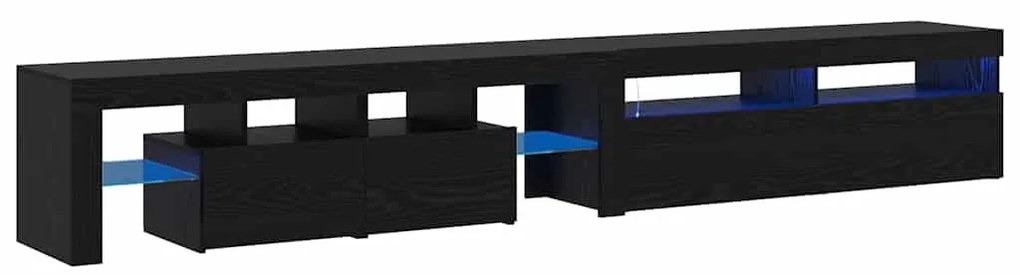 Gabinetes de TV 2 pcs com Luzes LED Carvalho Preto Madeira Ingenheirad