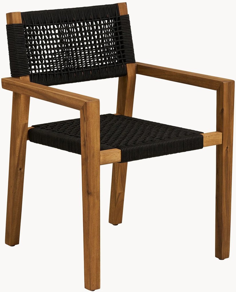 Cadeiras de jantar para jardim em madeira de acácia com apoio de braços Anzio, conjunto de 2