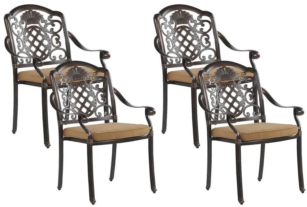 Conjunto de 4 cadeiras de jardim em alumínio castanho escuro SALENTO Beliani