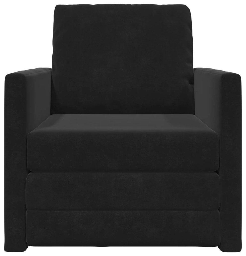 Sofá-camas 2-em-1 Preto 74x77x81 cm Veludo