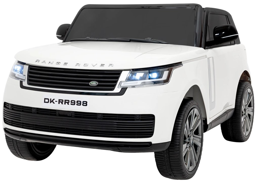 Carro elétrico para Crianças 2 Lugares Range Rover SUV Lift 12V 4x4 Rodas Espuma EVA, Assento couro ecológico Branco