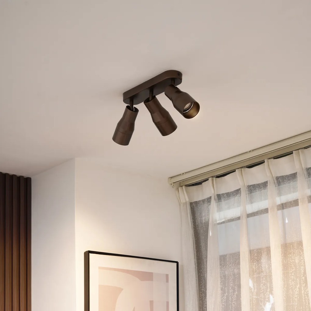 Foco de teto arredondado bronze escuro GU10 50mm 3-luzes - Stanley