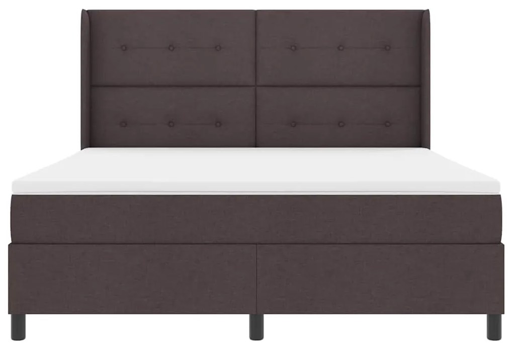 Cama com estrado e colchão, LED, castanho escuro, 180 x 200 cm, tecido