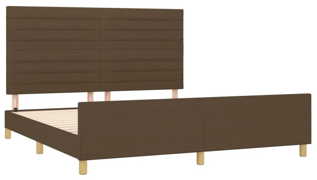 Estrutura de cama sem colchão 160x200 cm tecido castanho-escuro