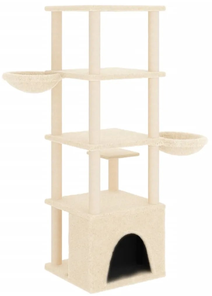 Árvore para gatos c/ postes arranhadores sisal 147 cm cor creme