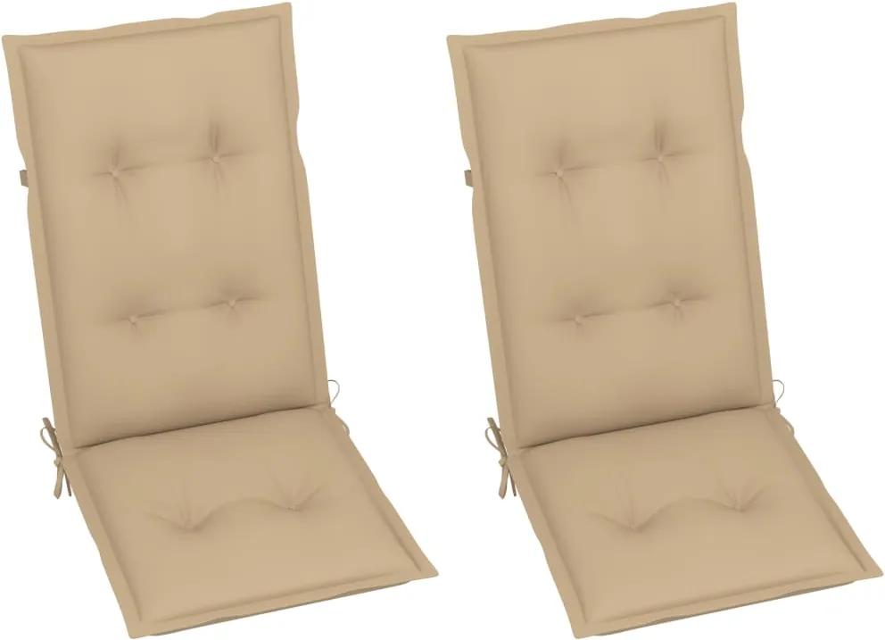 Almofadões para cadeiras de jardim 2 pcs bege 120x50x7 cm