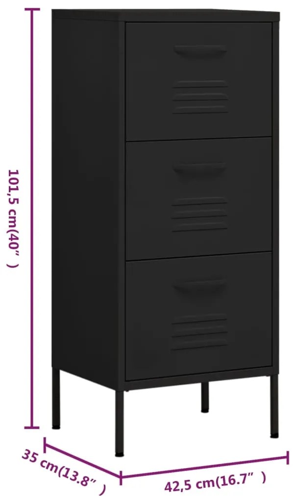 Armário de arrumação aço 42,5x35x101,5 cm preto