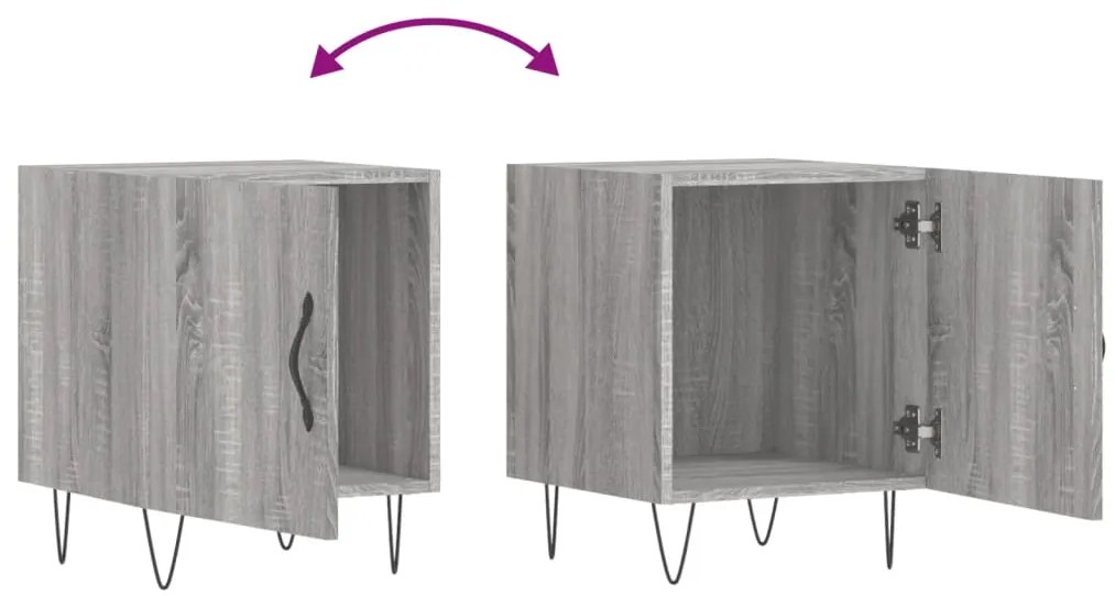 Mesa cabeceira 2pcs 40x40x50 cm madeira processada cinza sonoma