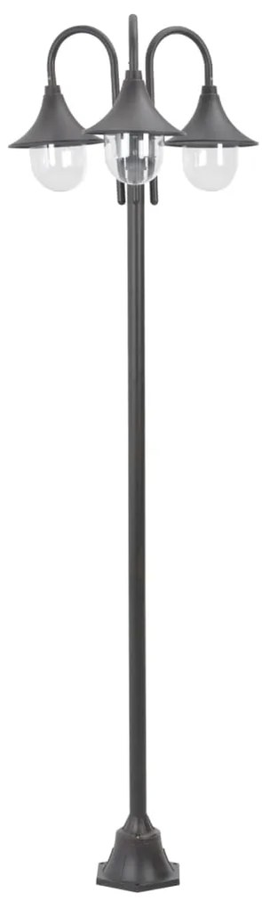 vidaXL Candeeiro de pé p/ jardim c/ 3 braços E27 220cm alumínio bronze