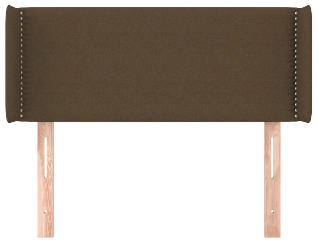 Cabeceira de cama c/ abas tecido 103x16x78/88cm castanho-escuro