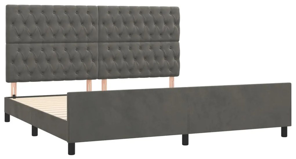 Estrutura de cama sem colchão 200x200 cm veludo cinzento-escuro